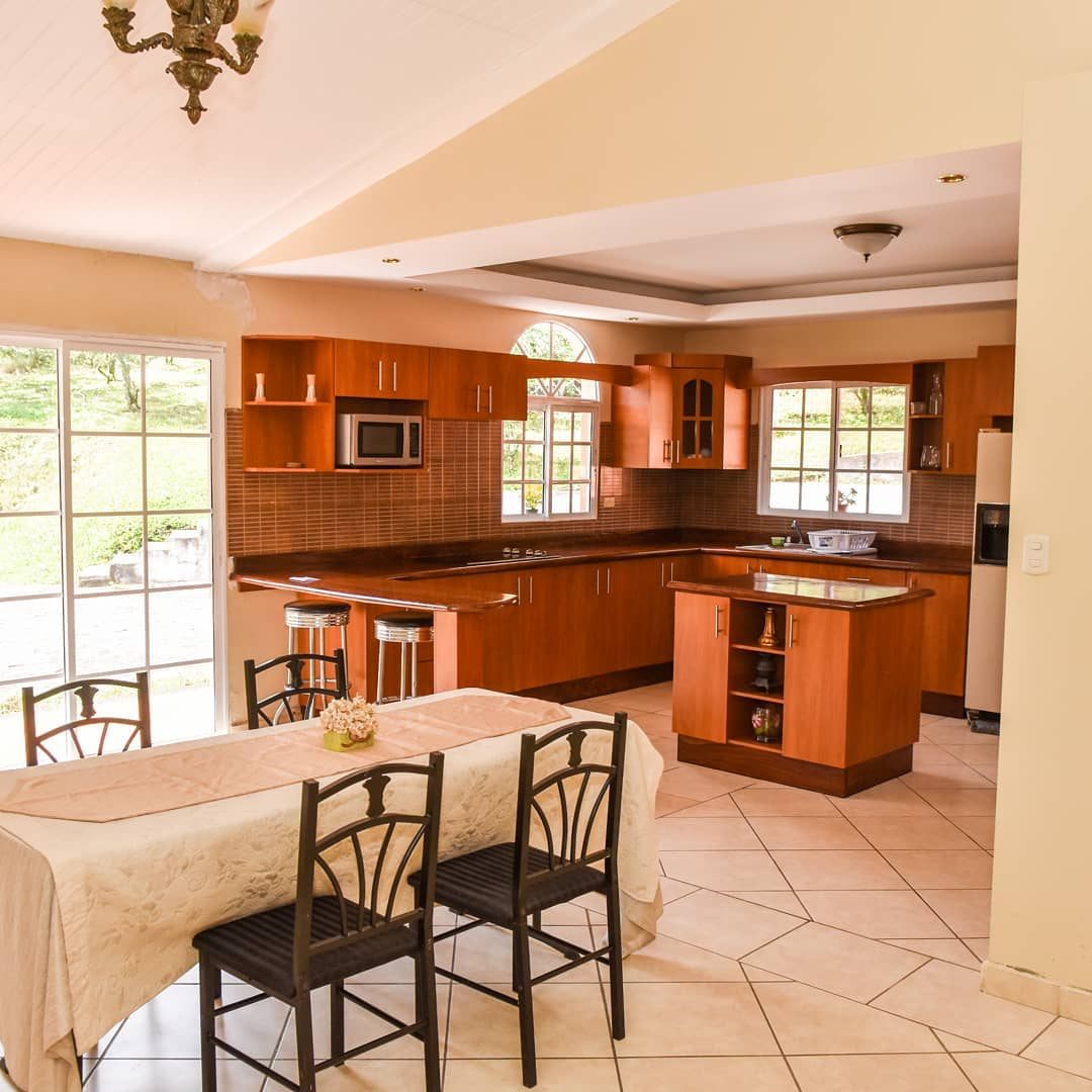 Open kitchen and dining area