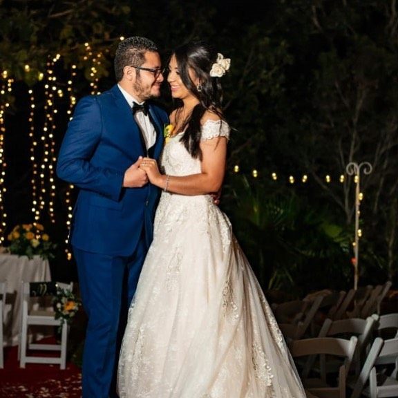 Newlyweds at their evening reception